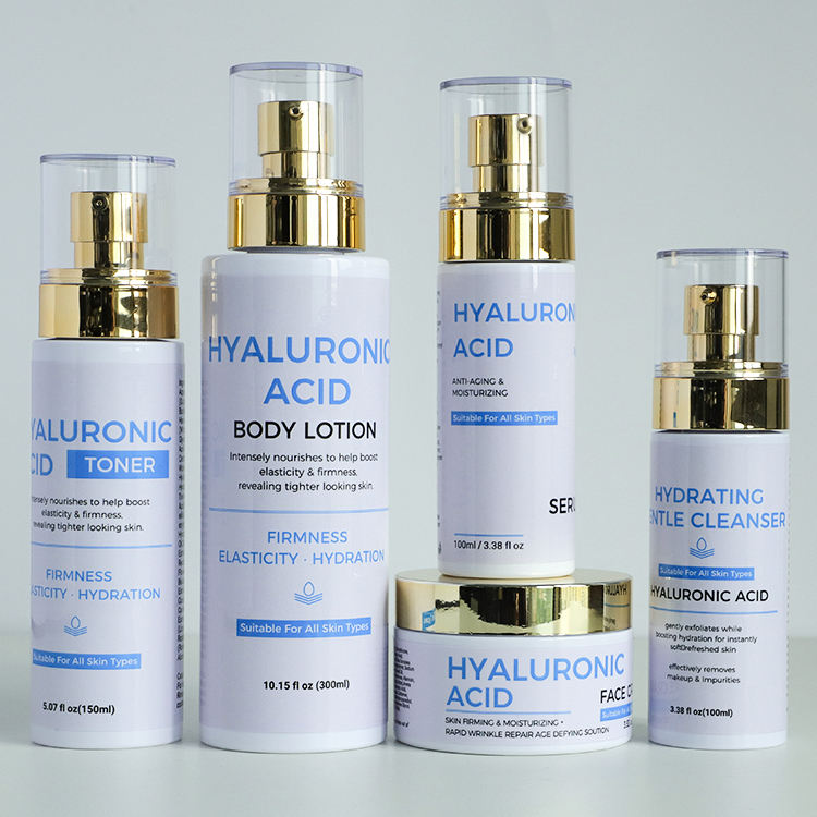 Anti-Aging Skin Care Set with Hyaluronic Acid Glycerin and Collagen Face Cream and Serum Moisturizer