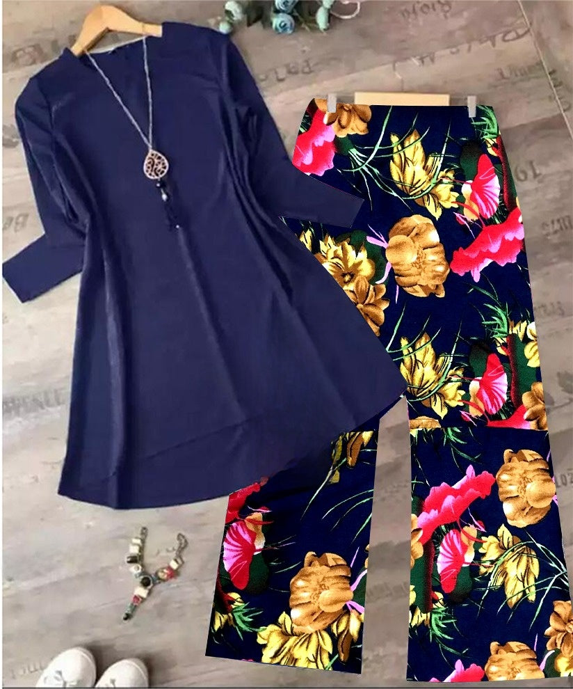 New Plain Kurti And Printed Trouser For Girls And Women