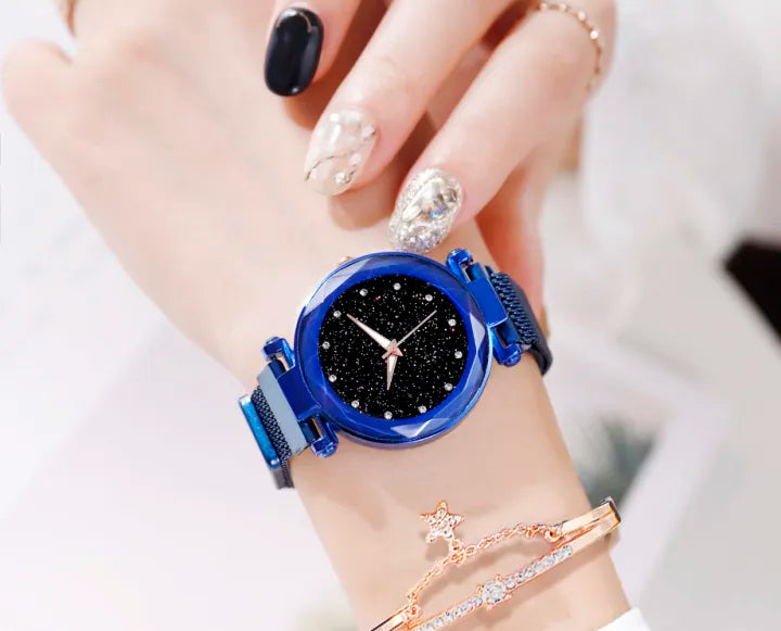 Stainless Steel Magnet Strap Led Digital Watch For Girls - All Colors Available