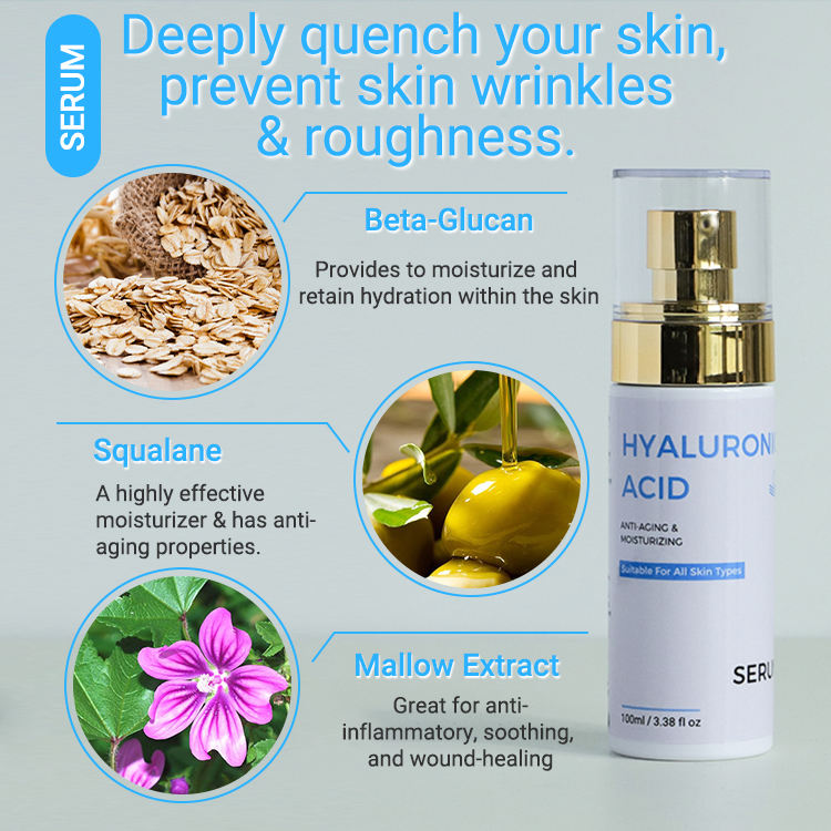 Anti-Aging Skin Care Set with Hyaluronic Acid Glycerin and Collagen Face Cream and Serum Moisturizer