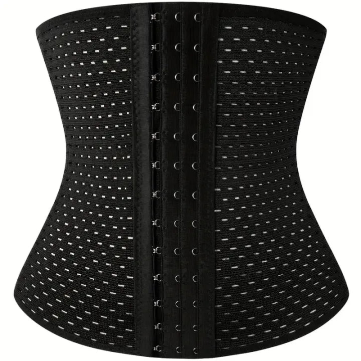 Women Waist Shaper Slimming Belt, Body Shaper For Women And Girl Breathable Hollow-Out Design, Body Shaper Tummy Trimmer For Girls, Adjustable Hook & Eye Closure, Medium Control Level, Knit Fabric, Hand Wash - Waist Reduction Support