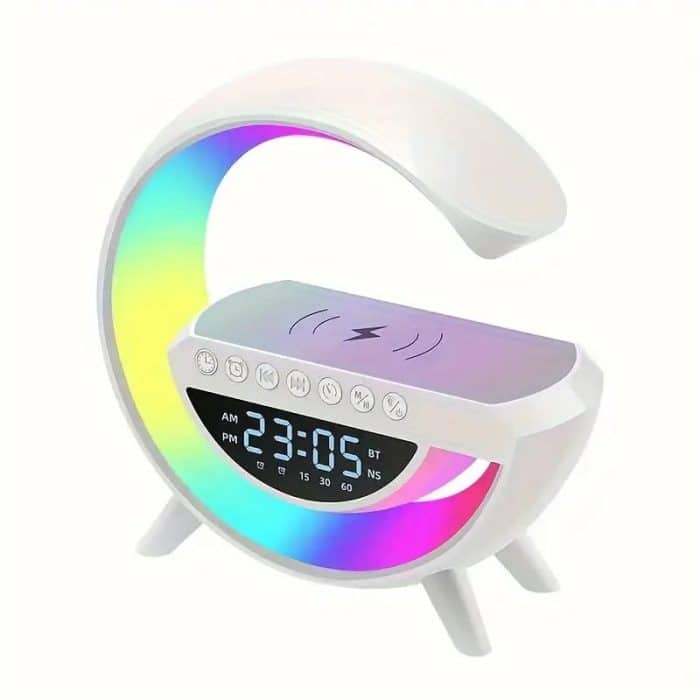 Led Wireless Charging Speaker, G-shaped Speaker Light, Bluetooth Mp3 Player, Night Light And Alarm Clock