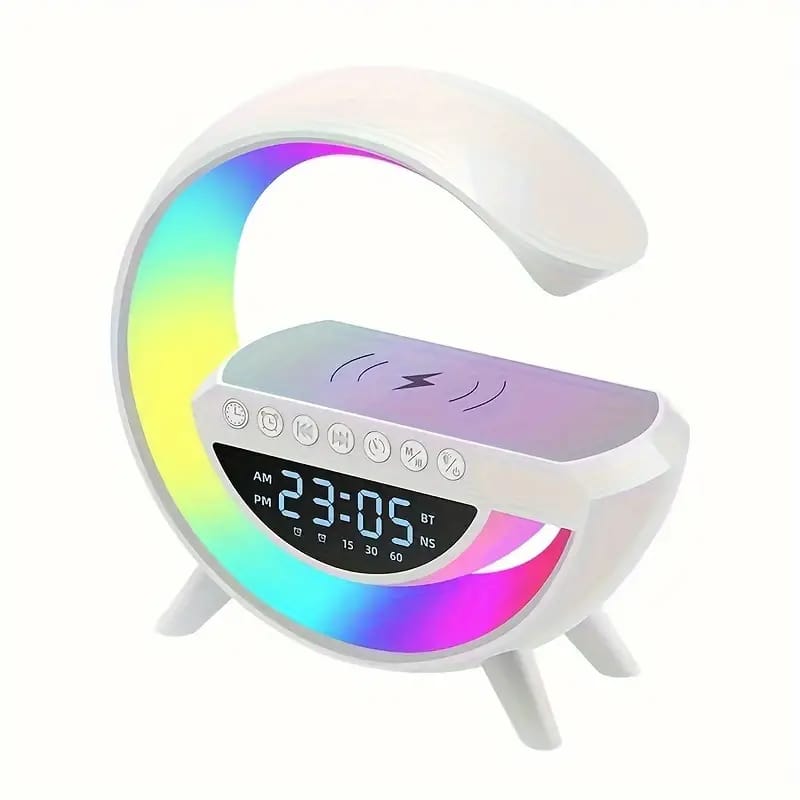 Led Wireless Charging Speaker, G-shaped Speaker Light, Bluetooth Mp3 Player, Night Light And Alarm Clock