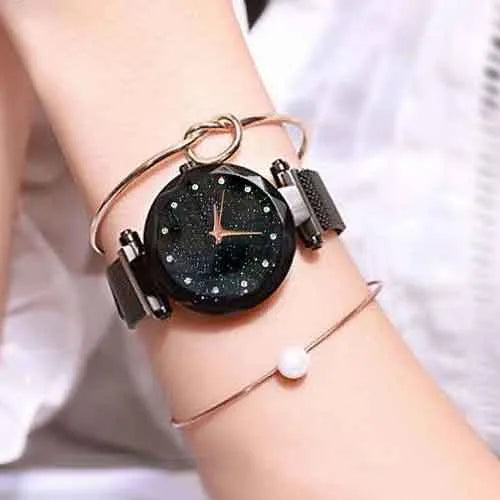 Stainless Steel Magnet Strap Led Digital Watch For Girls - All Colors Available